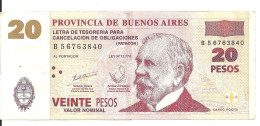 ARGENTINE 20 PESOS Provincia De Buenos Aires 2001 VF+ - Argentine