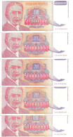 YOUGOSLAVIE 50 MILLION DINARA 1993 VF P 133 ( 5 Billets ) - Yougoslavie