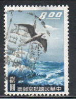 CHINA REPUBLIC CINA TAIWAN FORMOSA 1959 AIR POST MAIL AIRMAIL SEA GULL 8$ USED USATO OBLITERE' - Luchtpost