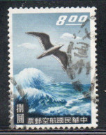 CHINA REPUBLIC CINA TAIWAN FORMOSA 1959 AIR POST MAIL AIRMAIL SEA GULL 8$ USED USATO OBLITERE' - Corréo Aéreo