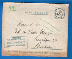 1942  Militärbrev – Schwedische Feldpost, Umschlag Mit Retourmarke Rückseitig - Militari