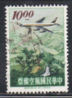 CHINA REPUBLIC CINA TAIWAN FORMOSA 1963 AIR POST MAIL AIRMAIL JET OVER LION HEAD MOUNTAIN SINCHU 10$ USED USATO OBLITERE - Luchtpost