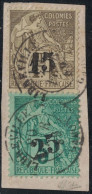 GABON - N°7 + N°8 - COLONIES ALPHEE AVEC SURCHARGE - SUR FRAGMENT DE LETTRE - SIGNE CALVES - RARETE - COTE 1850€. - Used Stamps