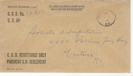 23114) Canada Burns Lake Postmark Cancel COD Remittance O.H.M.S. - Briefe U. Dokumente