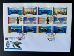 Maldives 2012 / 2013 Mi. 4837 - 4842 FDC M/S Klb Diplomatic Relations China Chine Tortue Turtle Poisson Fish Boat Bateau - Fishes