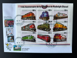 Guinée Guinea 2008 Mi. 6207-6215 FDC Surchargé Overprint Trains Railways Eisenbahn Locomotives Rudolph Diesel - Trenes