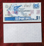 China BOC (bank Of China) Training/test Banknote,Singapore 1$ Note A Series Specimen Overprint,original Size - Singapour