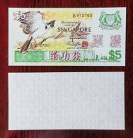 China BOC (bank Of China) Training/test Banknote,Singapore 5$ Note A Series Specimen Overprint,original Size - Singapore