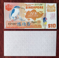 China BOC (bank Of China) Training/test Banknote,Singapore 10$ Note A Series Specimen Overprint,original Size - Singapour