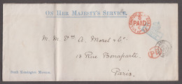 1872 (Apr 25) OHMS Envelope From The Council On Education At South Kensington Museum (blue Inscriptions) - Oficiales
