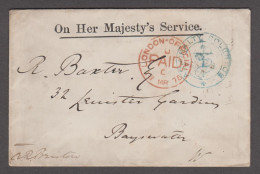 1875 (Mar 18) OHMS Envelope With "Admiralty Solicitor" Anchor Cachet (matching Embossed Logo On Backflap) - Oficiales