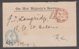 1894 (Sep 26) OHMS Envelope With "Admiralty Whitehall" Anchor Cachet And Official Paid Cds, Fine - Oficiales