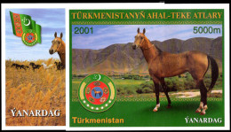 Turkmenistan 2001 Akhal-Teke Horses Set Of Two Souvenir Sheets Unmounted Mint. - Turkmenistán