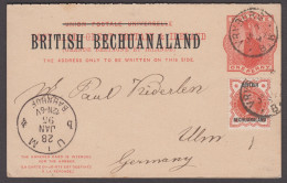 1895 Reply Paid Postcard (complete With Unused Reply), Sent To Germany, Cancelled And Uprated With 1/2d With Vryburg Cds - 1885-1895 Colonia Britannica