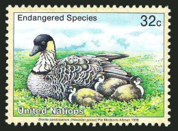 United Nations  1998 MNH, Endangered Birds, Hawaiian Goose - Gansos