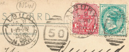 AUSTRALIA NSW - FRANKED PC (VIEW OF SYDNEY) FROM ALBURY TO BELGIUM - BARRED NUMERAL CANCEL 50 - 1906 - Briefe U. Dokumente