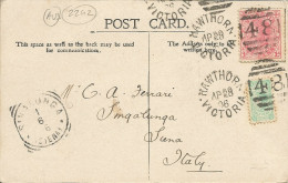 AUSTRALIA VIC - BARRED NUMERAL 48 HAWTHORN ON FRANKED POSTCARD (PIONEER LIFE SERIES) TO ITALY - 1906 - Briefe U. Dokumente