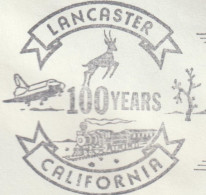 USA  États-Unis 1984  Oblitération Spéciale Lancaster, Califonie Navette Spatiale, Train à Vapeur. Base Aérienne Edwards - America Del Nord