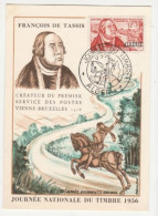 ALGERIE-Carte Maximum- N°333 JOURNEE DU TIMBRE 1956-FRANCOIS DE TASSY-ALGER - Maximumkarten