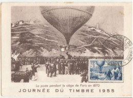 ALGERIE-Carte Maximum- N°325  JOURNEE DU TIMBRE 1955-BALLON MONTE-COLOMB-BECHAR - Tarjetas – Máxima