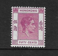 HONG KONG 1945 50c SG 153a PERF 14½ X 14 DEEP MAGENTA UNMOUNTED MINT Cat £30 - Nuevos