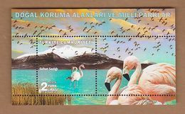 AC - TURKEY BLOCK STAMP - NATURAL CONSERVATION AREAS AND NATIONAL PARKS, KAYSERI TURKEY FLAMINGO MNH 26 SEPTEMBER 2018 - Blocks & Sheetlets