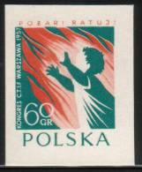 POLAND 1957 INTERNATIONAL FIRE FIGHTING CONGRESS COLOUR IMPERF PROOF NHM (NO GUM) Fireman Child - Proeven & Herdruk