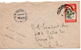 67715 - Ceylon - 1943 - 5c KGVI EF A Doppelt Gebr Bf COLOMBO -> Chicago, IL (USA), M US-Zensurstpl - Ceylon (...-1947)