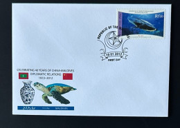 Maldives 2012 / 2013 Mi. 4841 FDC Diplomatic Relations China Chine Chinese Sturgeon Poisson Fish Fisch Marine Fauna - Maldivas (1965-...)