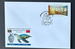 Maldives 2012 / 2013 Mi. 4838 FDC Diplomatic Relations China Chine Bateau Ship Zhenghe Precious Boat Schiff Boot - Bateaux