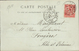 MONACO  CARTE POUR LA FRANCE 1904 - Briefe U. Dokumente