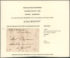 Précurseur - LAC Datée De Nieuwpoort (1823) + Obl Linéaire NIEUWPOORT, Port 20ctm > Gent, Marchand De Vins. - 1815-1830 (Periodo Holandes)