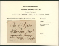 Précurseur - LAC Datée De Nieuport (1776, Nieuwpoort) + Griffe En Creux NIEUPORT, Port 3 Stuyvers > Brussel - 1714-1794 (Oostenrijkse Nederlanden)