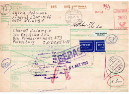 L67727 - Bund - 1983 - 3620Pfg Freistpl A LpPaketKte MAINTAL -> PALEMBANG (Indonesien), M 1300 Rp Freim Fuer Gebuehren - Indonesien