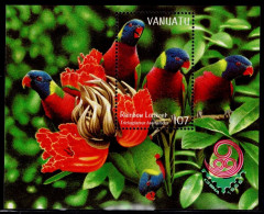 Vanuatu 1999, Vögel/Oiseaux/Birds: Loriot D'Europe/Allfarblori (Trichoglossus Haematodus), MiNr. 1084 Block 34 - Perroquets & Tropicaux