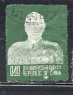 CHINA REPUBLIC CINA TAIWAN FORMOSA 1953 CHIANG KAI-SHEK PRESIDENT 40c USED USATO OBLITERE' - Gebruikt