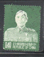 CHINA REPUBLIC CINA TAIWAN FORMOSA 1953 CHIANG KAI-SHEK PRESIDENT 40c USED USATO OBLITERE' - Usados