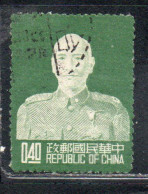 CHINA REPUBLIC CINA TAIWAN FORMOSA 1953 CHIANG KAI-SHEK PRESIDENT 40c USED USATO OBLITERE' - Usados