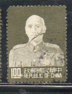 CHINA REPUBLIC CINA TAIWAN FORMOSA 1953 CHIANG KAI-SHEK PRESIDENT 1$ USED USATO OBLITERE' - Gebraucht
