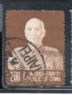 CHINA REPUBLIC CINA TAIWAN FORMOSA 1953 CHIANG KAI-SHEK PRESIDENT 2$ USED USATO OBLITERE' - Used Stamps