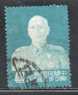 CHINA REPUBLIC CINA TAIWAN FORMOSA 1953 CHIANG KAI-SHEK PRESIDENT 4$ USED USATO OBLITERE' - Used Stamps