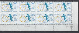 CD 101 FRANCE 1989 TIMBRE SERVICE 40 EME ANNIVERSAIRE DU CONSEIL DE L EUROPE BLOC 8 TIMBRES COIN DATE 101 : 25 / 1 / 89 - Servicio