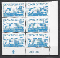 CD 97 FRANCE 1987 TIMBRE SERVICE CONSEIL DE L EUROPE BATIMENT DE STRASBOURG BLOC 6 TIMBRES COIN DATE 97  : 28 / 08 / 87 - Officials