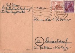 ! 1949 Berlin Rotaufdruck, Charlottenburg, Autograph Prof. Hans Joachim Moser, Musikwissenschaftler - Lettres & Documents
