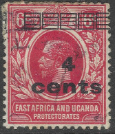 East Africa & Uganda Protectorates. 1919 KGV Surcharge. 4c On 6c Used. SG 64 - Protectorados De África Oriental Y Uganda