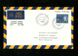 "SCHWEDEN" 1966, Erstflugbrief LH 211 "Stockholm-Stuttgart" (17163) - Cartas & Documentos