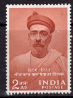 India 1956 Tilak Birth Centenary, Hinged Mint, SG 374 (D) - Unused Stamps