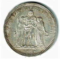 FRANCE // ECU DE 5 FRANCS / GOUVERNEMENT DE DEFENSE NATIONALE/ 1875 A / 24.57 G  / - 5 Francs