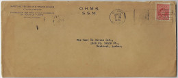 Canada 1945 Wartime Prices And Trade Board Cover Stamp King George VI 4 Cents Perfin OH/MS On Her/His Majesty's Service - Perforés