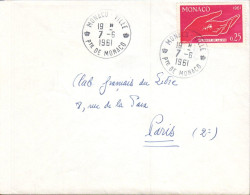 MONACO SEUL SUR LETTRE POUR LA FRANCE 1961 - Briefe U. Dokumente
